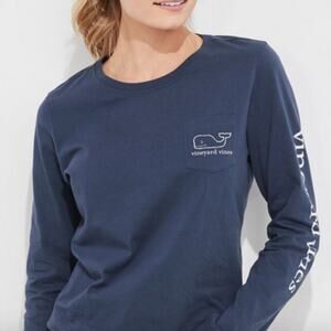 Vineyard vines Long Sleeve Vintage Whale Pocket Tee Navy S